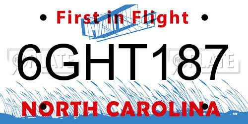 6GHT187 North Carolina License Plate