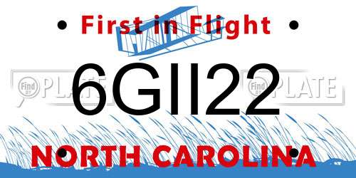 6GII22 North Carolina License Plate
