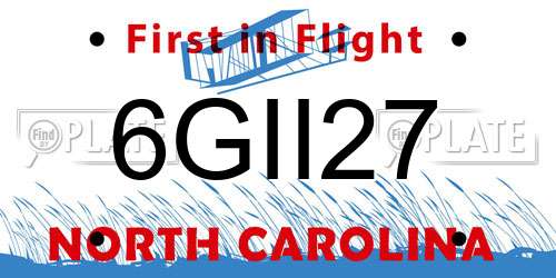 6GII27 North Carolina License Plate