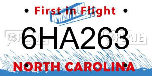 6HA263 North Carolina License Plate