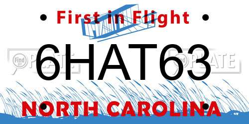 6HAT63 North Carolina License Plate