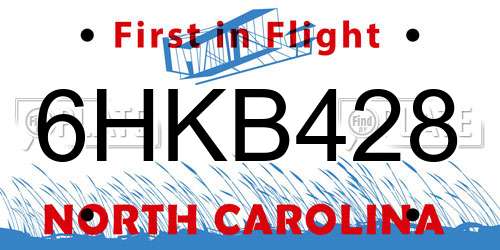 6HKB428 North Carolina License Plate