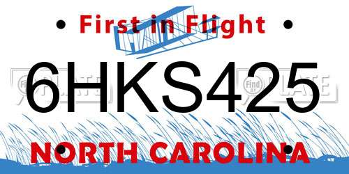 6HKS425 North Carolina License Plate
