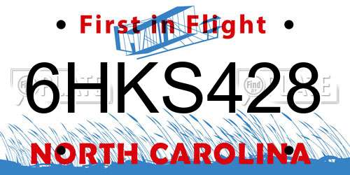 6HKS428 North Carolina License Plate