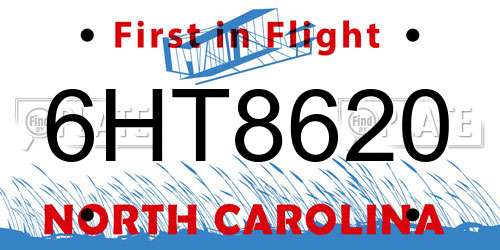 6HT8620 North Carolina License Plate