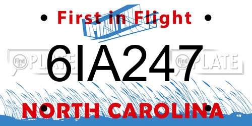 6IA247 North Carolina License Plate