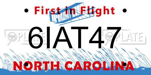 6IAT47 North Carolina License Plate