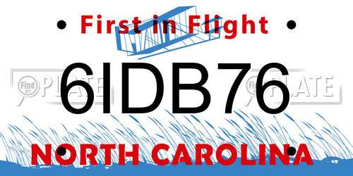 6IDB76 North Carolina License Plate