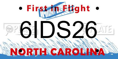 6IDS26 North Carolina License Plate