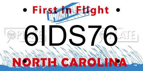 6IDS76 North Carolina License Plate