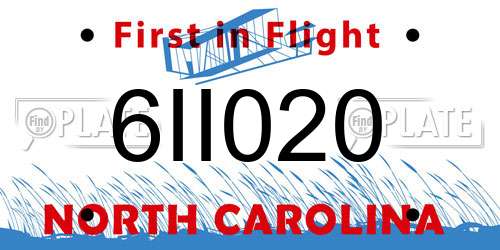 6II020 North Carolina License Plate