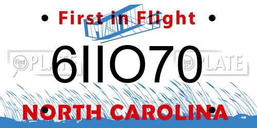 6IIO70 North Carolina License Plate