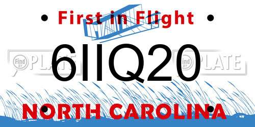 6IIQ20 North Carolina License Plate