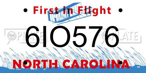 6IO576 North Carolina License Plate