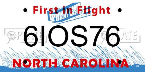 6IOS76 North Carolina License Plate
