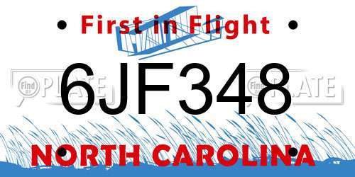 6JF348 North Carolina License Plate