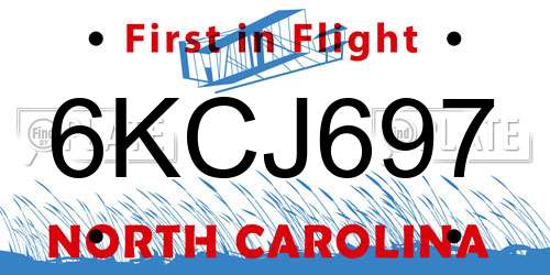 6KCJ697 North Carolina License Plate