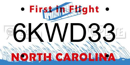6KWD33 North Carolina License Plate