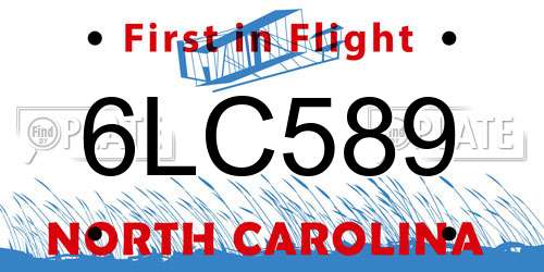 6LC589 North Carolina License Plate