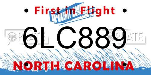 6LC889 North Carolina License Plate