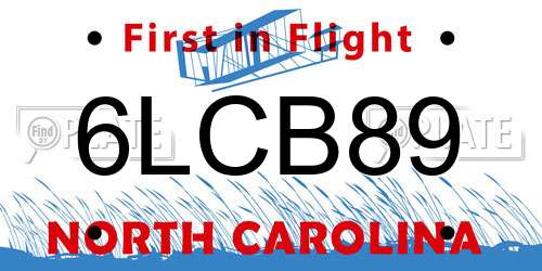 6LCB89 North Carolina License Plate