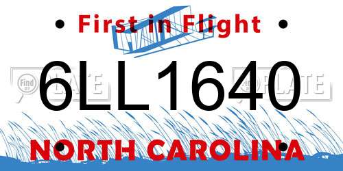 6LL1640 North Carolina License Plate