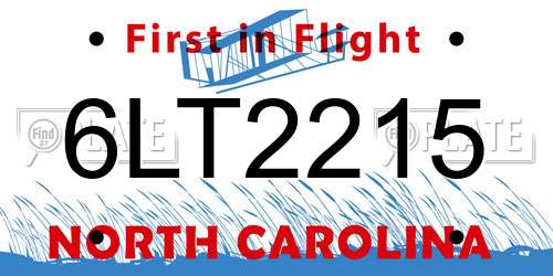 6LT2215 North Carolina License Plate