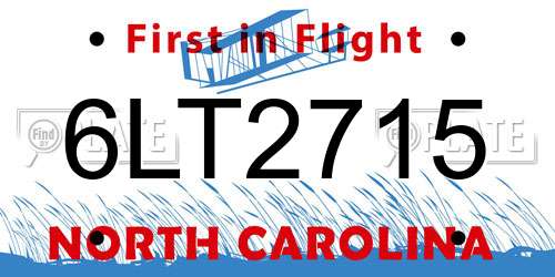 6LT2715 North Carolina License Plate