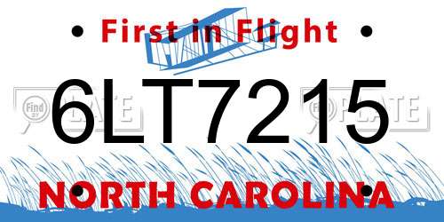6LT7215 North Carolina License Plate