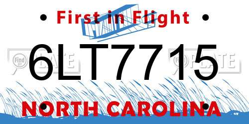 6LT7715 North Carolina License Plate