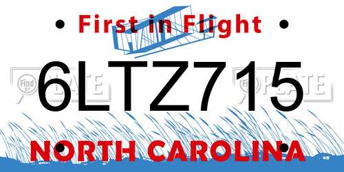 6LTZ715 North Carolina License Plate