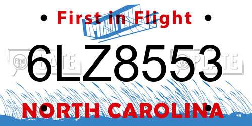 6LZ8553 North Carolina License Plate