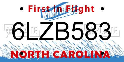 6LZB583 North Carolina License Plate