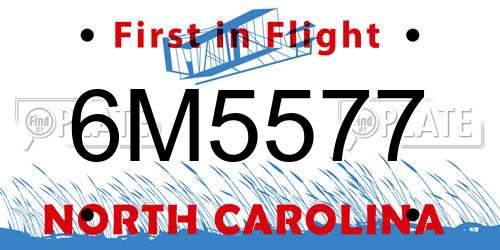 6M5577 North Carolina License Plate
