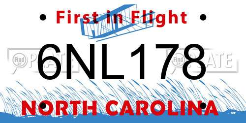 6NL178 North Carolina License Plate