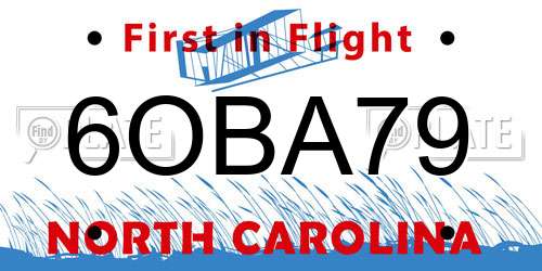 6OBA79 North Carolina License Plate