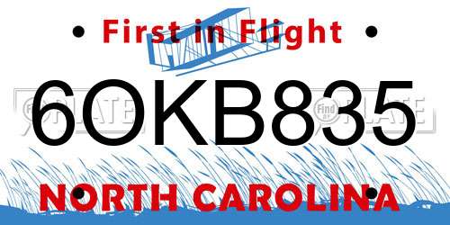 6OKB835 North Carolina License Plate