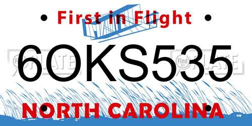 6OKS535 North Carolina License Plate