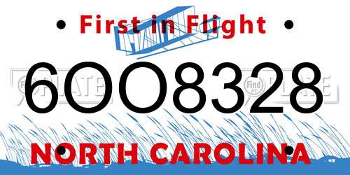 6OO8328 North Carolina License Plate