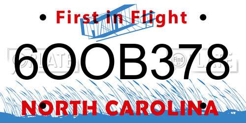6OOB378 North Carolina License Plate