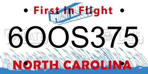 6OOS375 North Carolina License Plate