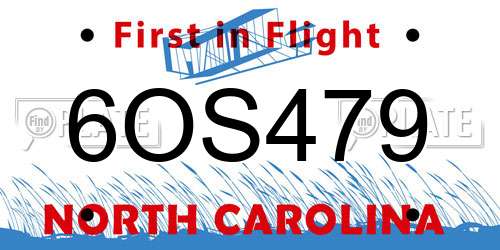 6OS479 North Carolina License Plate