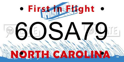 6OSA79 North Carolina License Plate