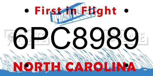 6PC8989 North Carolina License Plate