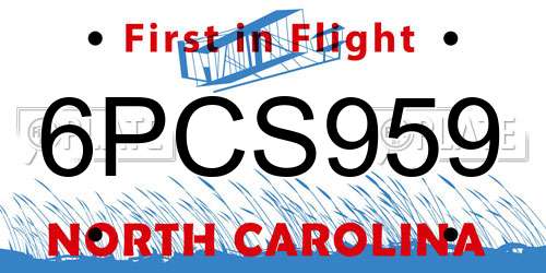 6PCS959 North Carolina License Plate