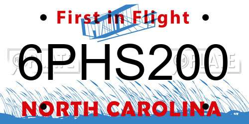 6PHS200 North Carolina License Plate