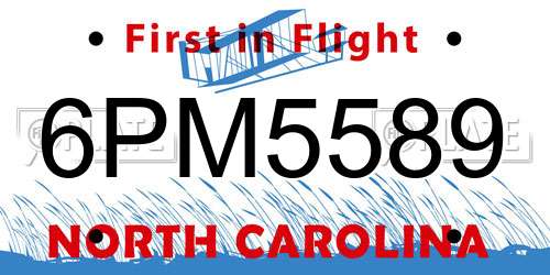 6PM5589 North Carolina License Plate