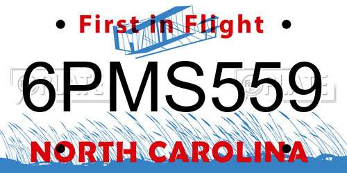 6PMS559 North Carolina License Plate