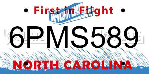 6PMS589 North Carolina License Plate