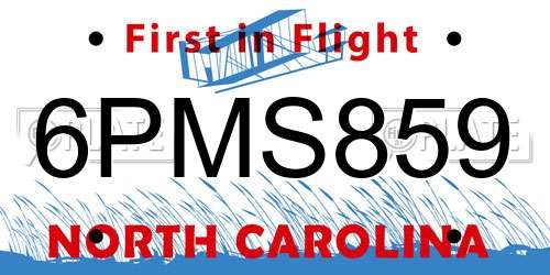 6PMS859 North Carolina License Plate